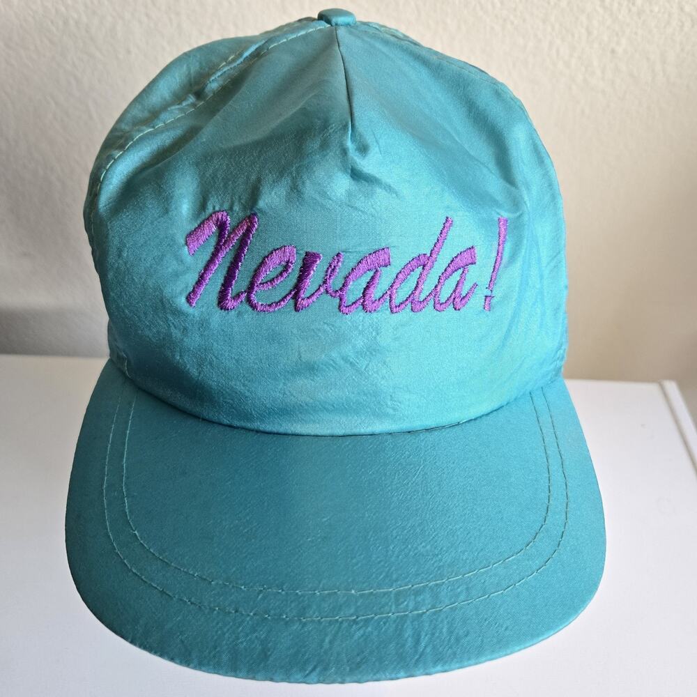 Vintage Great Mountain West Supply Nevada 90’s Hat Teal Purple Snapback